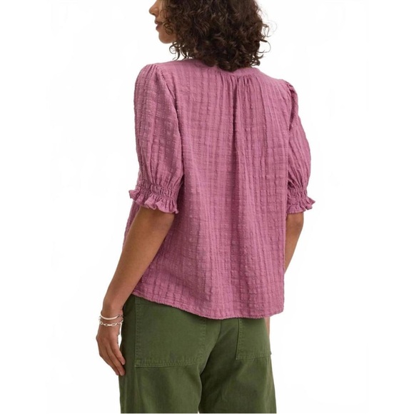 Velvet By Graham & Spencer Bonita Textured Cotton Top Balsamic Purple Size XL - Picture 2 of 10